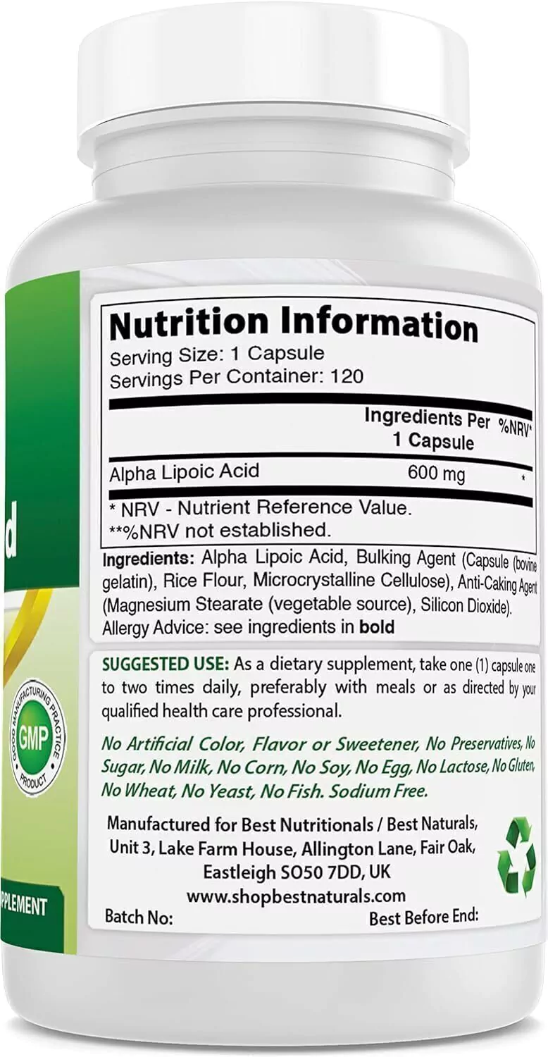 Ácido Alfa Lipoico 600 mg x 120 cápsulas - Imagen 2