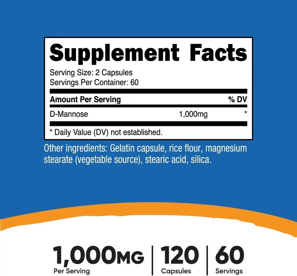 D-Manosa 1000 mg x 120 cápsulas - Imagen 2