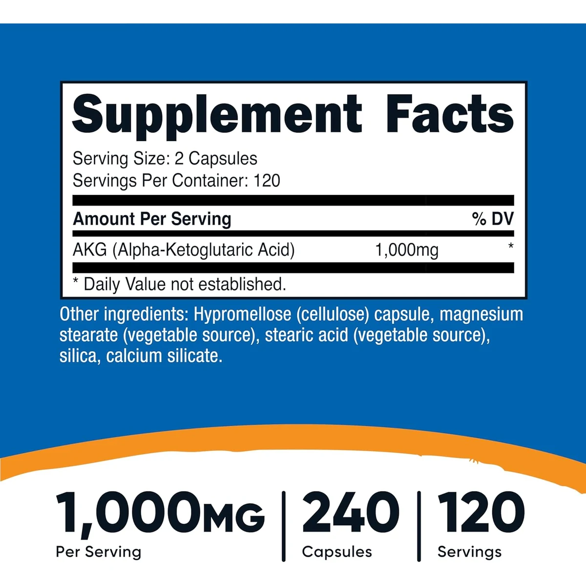 AKG (Alfa-Cetoglutarato) 1000 mg x 240 cápsulas - Imagen 2