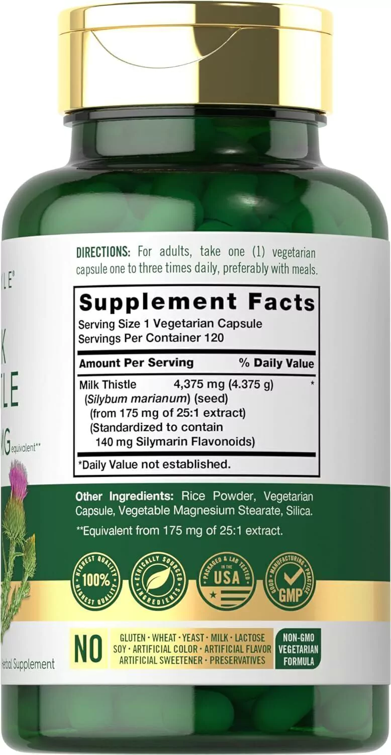 Cardo Mariano (Milk Thistle) 4375 mg x 120 cápsulas - Imagen 2