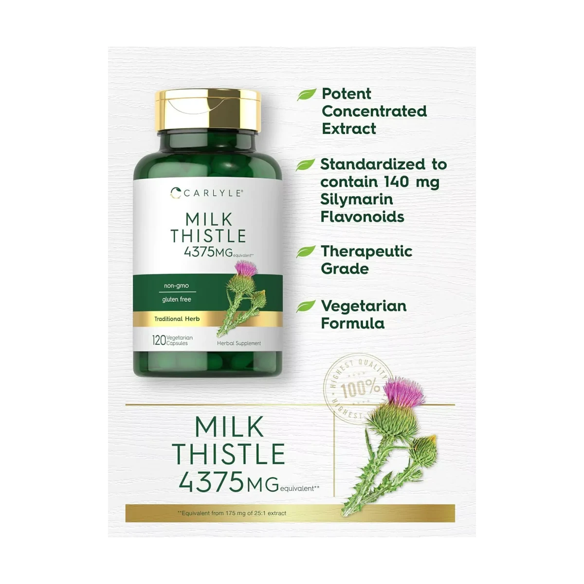 Cardo Mariano (Milk Thistle) 4375 mg x 120 cápsulas - Imagen 5