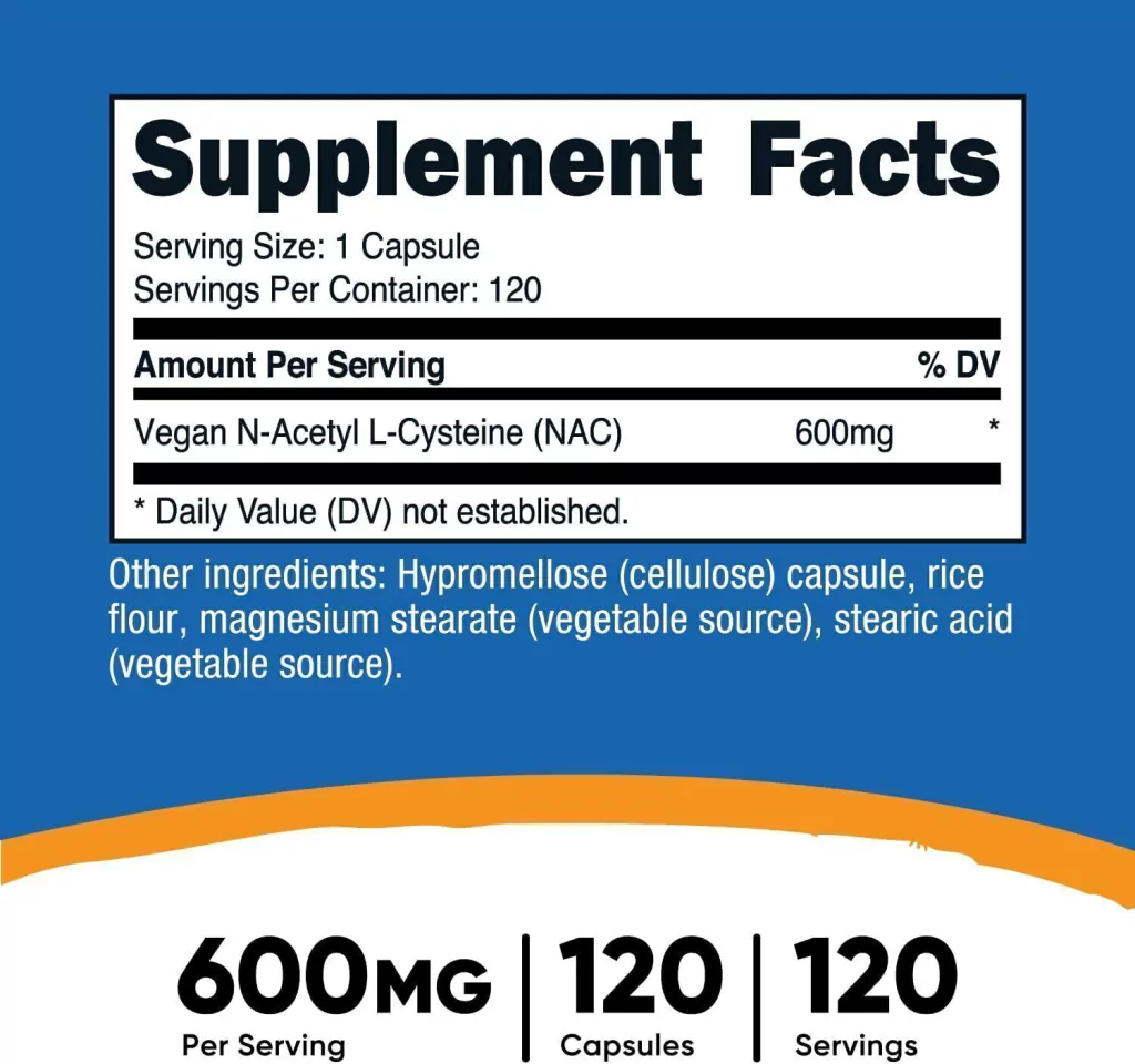 NAC (N-acetil-cisteína) 600 mg x 120 cápsulas - Imagen 2