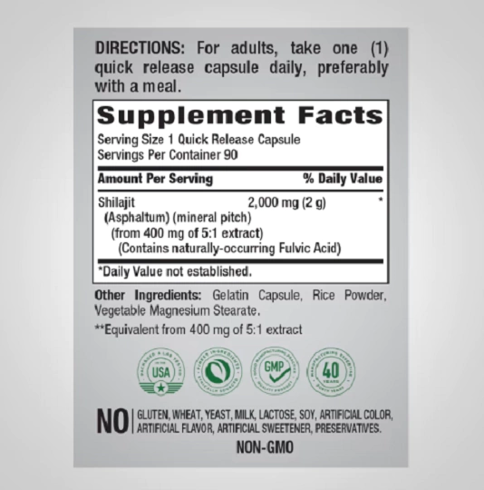 Shilajit 2000 mg x 90 cápsulas - Imagen 2